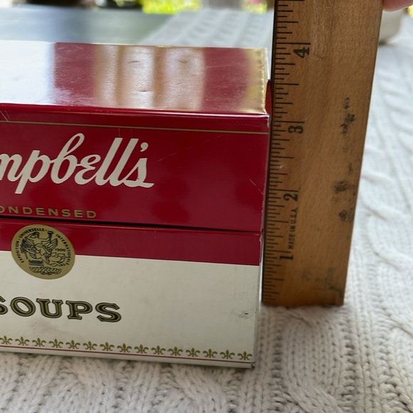 Vtg 1970s Campbell's Soup Metal Tin Storage Box empty holds standard index cards - Picture 9 of 10